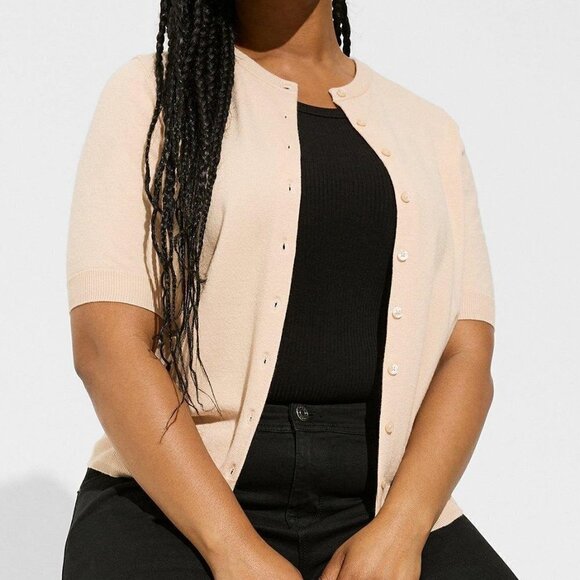 Torrid Soft Cardigan Short Sleeve Crewneck Sweater Plus Size